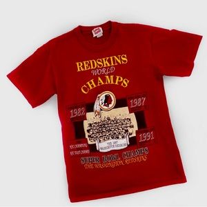 Vintage 90s Washington Redskins World Champs Embroidered T-Shirt Size Medium